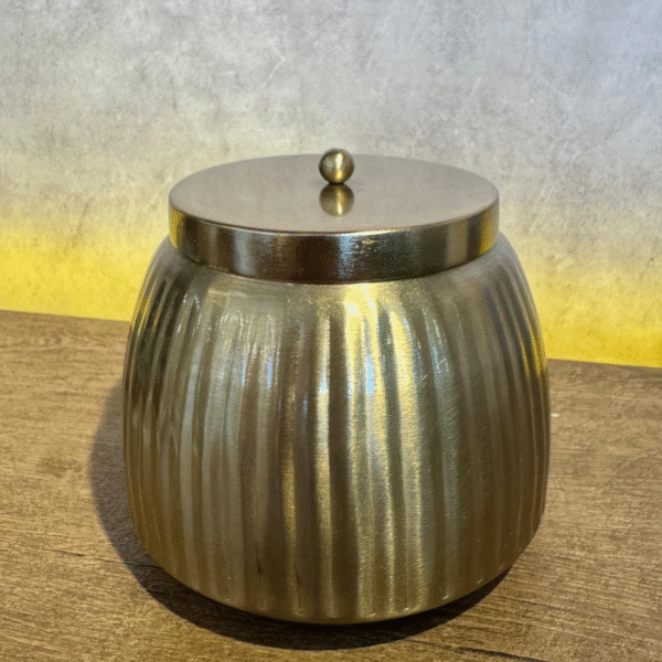 CAIXA METAL REDONDA COM LISTRAS 10X10X8CM - 22548 - Image 4