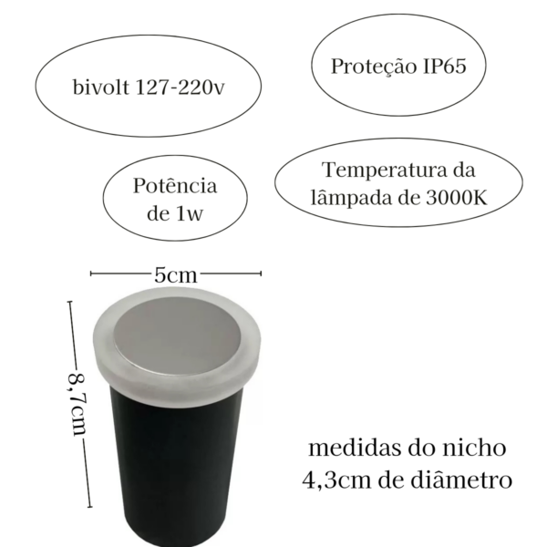 KIT 10 Balizador Led Embutir 1W 3000k - BR2028 - LEDSBR - Image 2