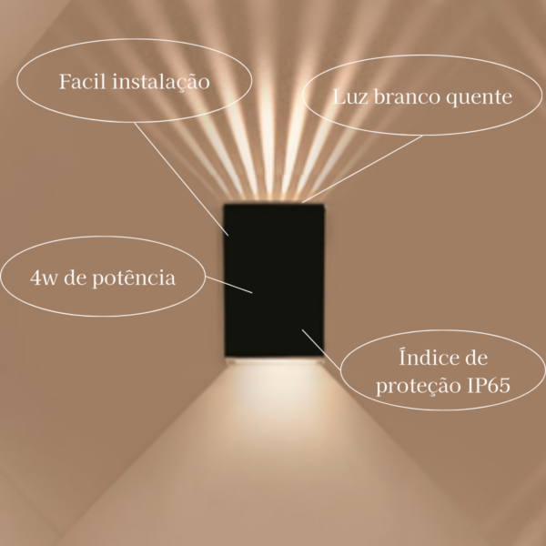 Arandela Led Sonne 4W 3000K Preta - Image 3