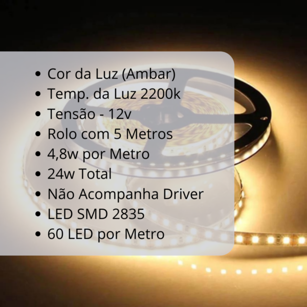 FITA DE LED 4,8W 2200K IP44 ROLO COM 5 METROS - Image 3