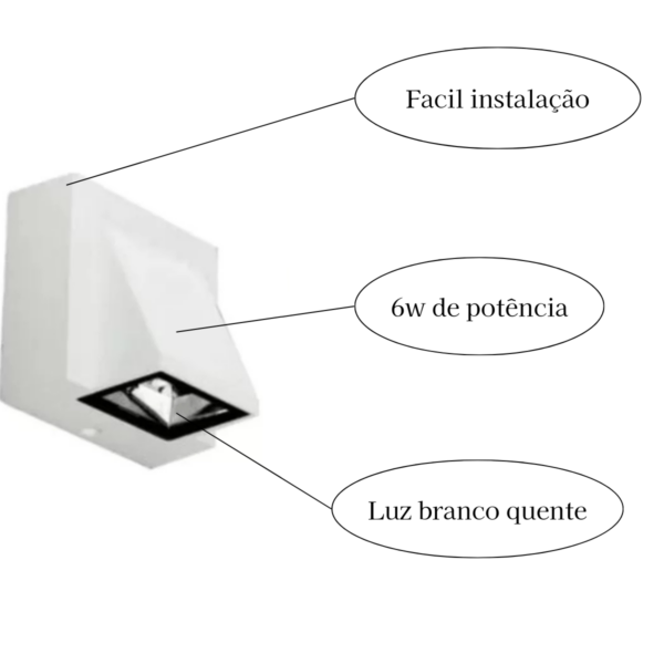 Arandela Led Pulse Facho Unico - Branco 3W 3000K - Image 2