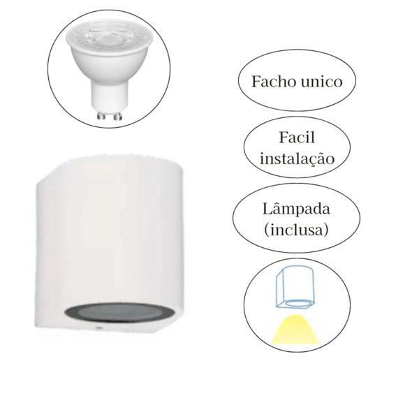 Arandela  Atlas 1 Lâmpada - Branco Mr16 Gu10 - Image 3