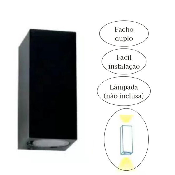 Arandela  Orion 1 Lâmpada - Preto Mr16 Gu10 - Image 3