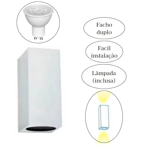 Arandela Orion Branco - Com Lâmpada Mr16 Gu10 Br Frio - Image 3