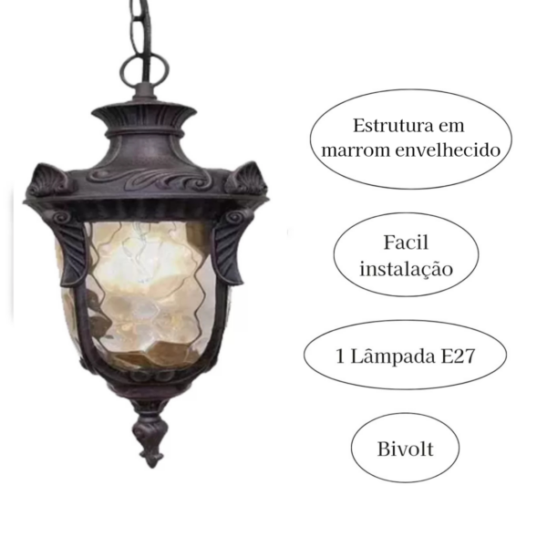 Pendente Efeso Colonial Vintage Marrom 1L E27 - Image 3