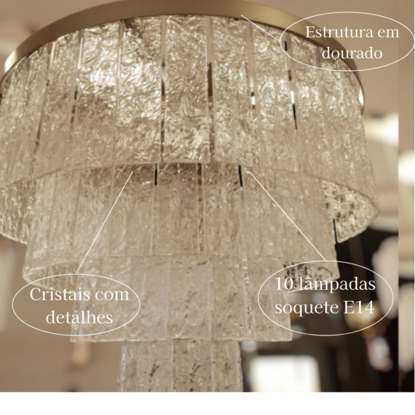Lustre De Cristal Vernazza 65Cm 10L 4 Níveis - Image 3