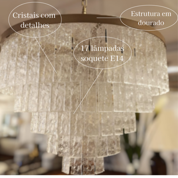 Lustre De Cristal Vernazza 80Cm 17L 5 Níveis - Image 3