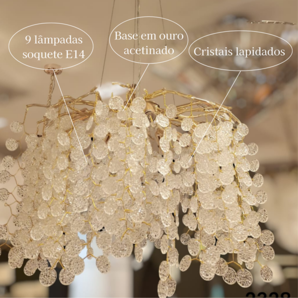 Lustre De Cristal Zermatt Gold 9L E14 D60Cm - Image 3