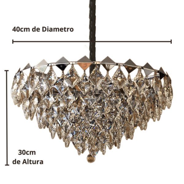Lustre Cromado Cristal Transp. 3L E-14 Ø400 x H300mm - Image 2