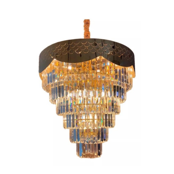 Lustre Haia Ouro Champagne Cristal Transp. 18L E14 60cm - Image 2