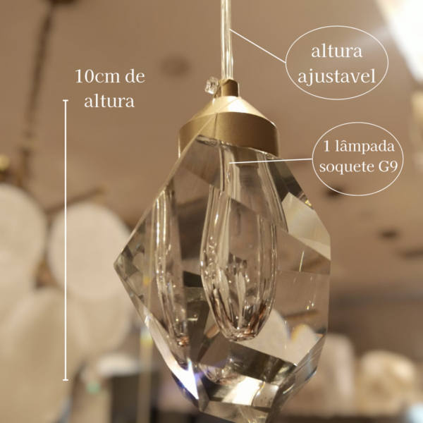 Pendente Pedra Diamante Moderno Dourado 3500k 5w - Image 7