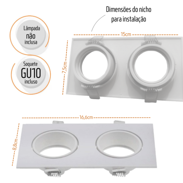Spot de Embutir Duplo MR16 - BR2033 - LEDSBR