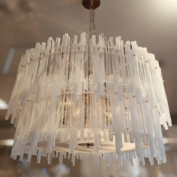 Lustre Cassonne Gold 24L 80Cm Cristal Marmorizado Branco - Image 2