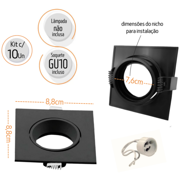 Kit 20 Embutidos Pretos para Lâmpada Dicroica - BR2032 - LEDSBR - Image 2