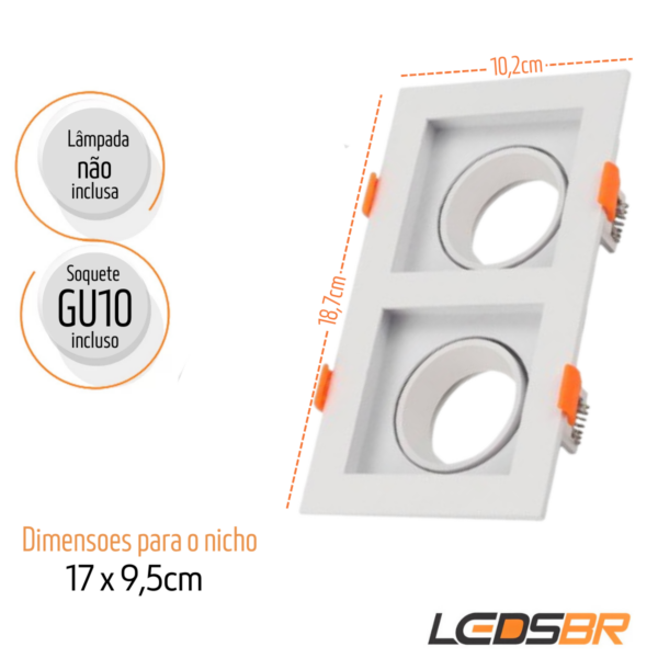 Kit C/3 Spot Embut. Duplo MR16 Recuado - BR2030 - LEDSBR - Image 2