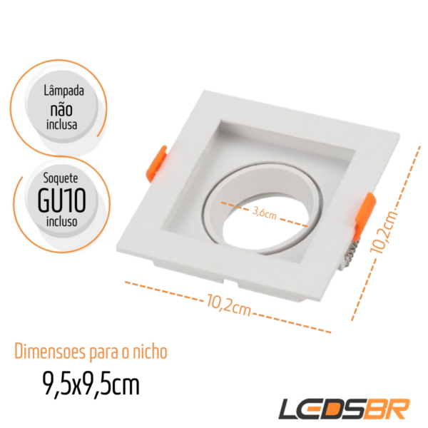 Kit 10 Spot Recuado Branco Embutir Dicroica BR2029 LEDSBR - Image 4