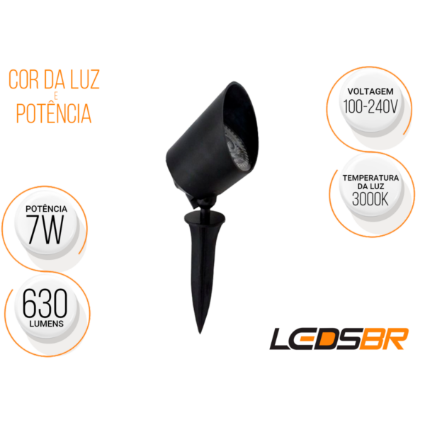 Kit com 6 Espetos de Led para Jardim 7W Branco Quente Bivolt BR2024 LEDSBR - Image 4