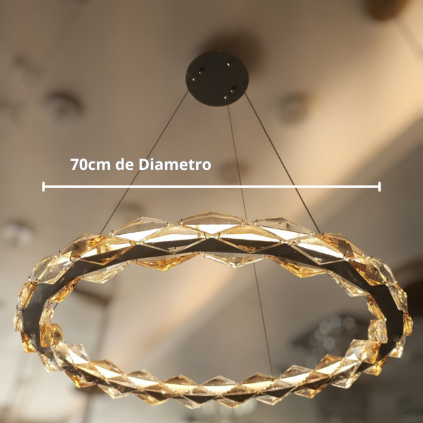 Lustre Aliança Com Cristal Âmbar E Transparente Led 28W 3000K - Imagem 2
