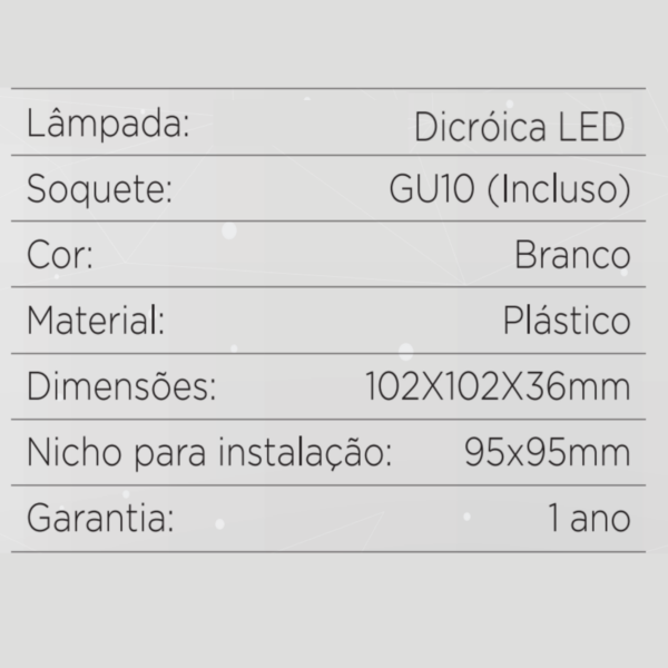 Kit 4 Spot Recuado Branco Embutir Dicroica BR2029 LEDSBR + Led Mr16 4,8w Br Quente - Image 8