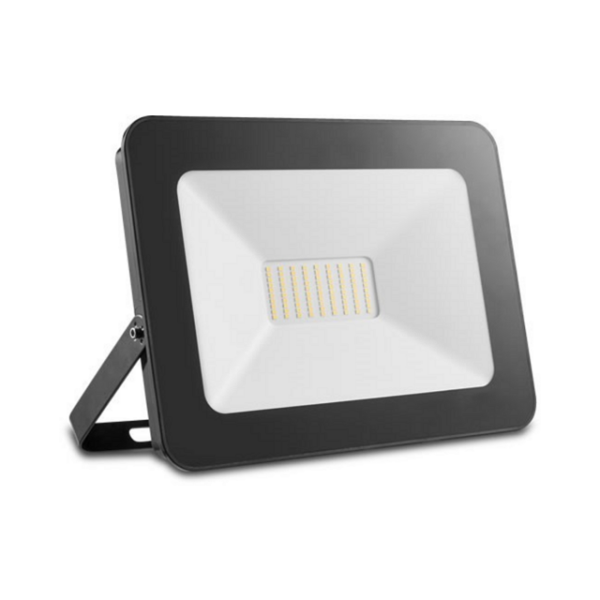 Kit C/3 Refletores Led 50W Preto 3000K Br. Quente Bivolt