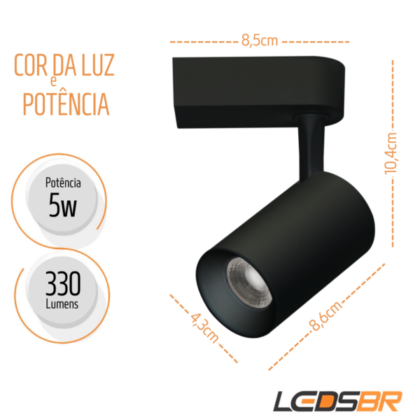 Kit10 Spot de Led 5W Para Trilho Eletrificado BR2038 LEDSBR - Image 4
