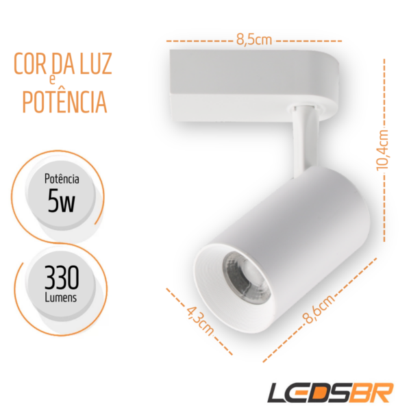KIT 10 Spot de Led 5W Br quente Para Trilho Eletrificado Branco BR2037 LEDSBR - Image 4