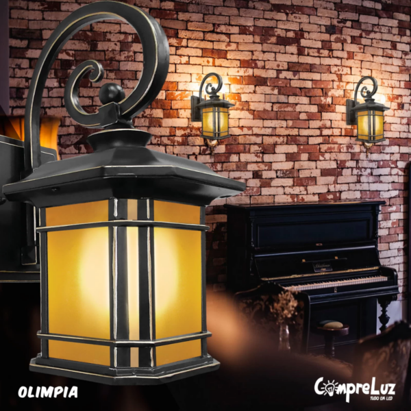 Arandela Colonial Vintage Olimpia Preta 1L - Image 4