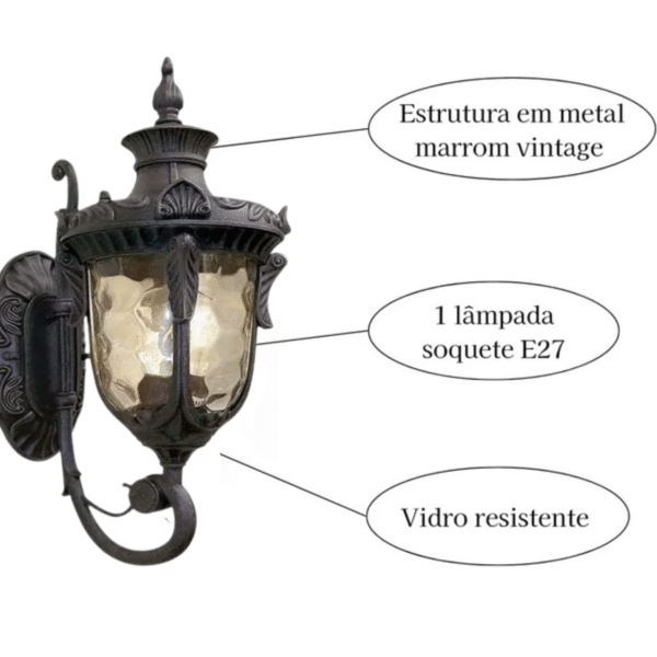 Arandela Colonial Externa Vintage Efeso 1L - Image 2